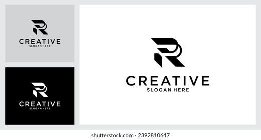 RR or R letter logo design template vector