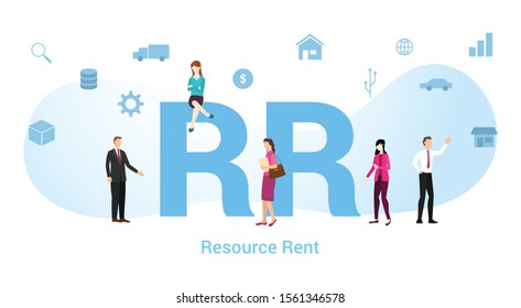 rr resource rent concept with big word or text and team people with modern flat style - vector