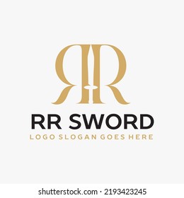 RR Sword luxury golden logo vector image