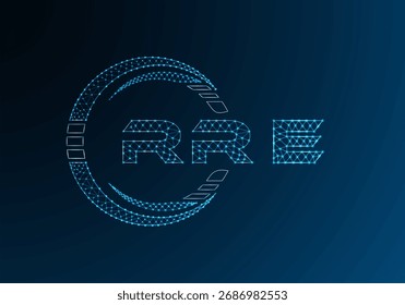 RRE baixo design de vetor de logotipo de letra poli. RRE design de logotipo poli inferior. Logotipo poli baixo.