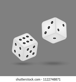 Rrealistic game dice isolated on gray background