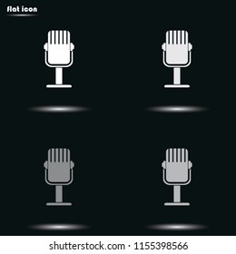 Rrecording studio microphone flat grayscale vector icon.