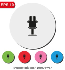 Rrecording studio microphone flat round colorful vector icon.
