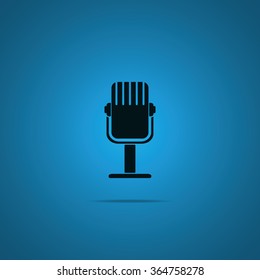 Rrecording studio microphone icon. Flat microphone illustration. 