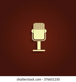 Rrecording studio microphone icon. Flat microphone illustration. 