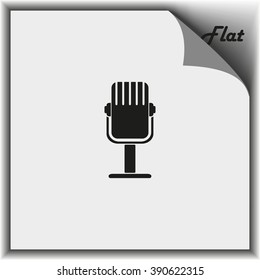 Rrecording studio microphone icon. Flat microphone illustration. 