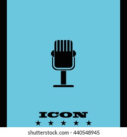 Rrecording studio microphone icon. Flat microphone illustration. 