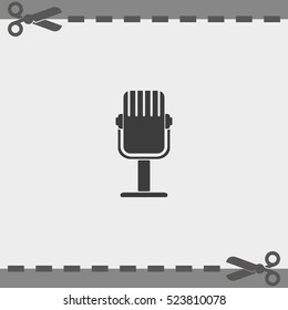 Rrecording studio microphone icon. Flat illustration. 