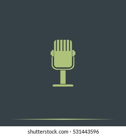 Rrecording studio microphone icon. Flat microphone illustration. 