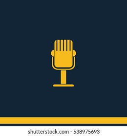 Rrecording studio microphone icon. Flat microphone illustration. 