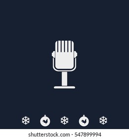Rrecording studio microphone icon. Flat microphone illustration. 