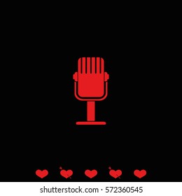 Rrecording studio microphone icon. Flat microphone illustration. 