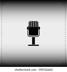 Rrecording studio microphone icon. Flat microphone illustration. 