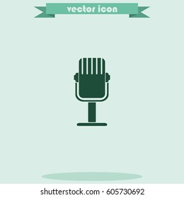 Rrecording studio microphone icon. Flat microphone illustration. 