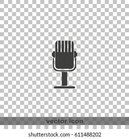 Rrecording studio microphone icon. Flat microphone illustration. 
