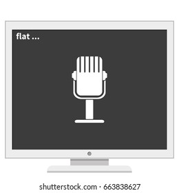 Rrecording studio microphone icon. Flat microphone illustration. 