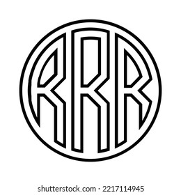 RRR three-letter circle iconic logo design vector template, monogram, abstract, wordmark, letter mark, business, typography, flat, minimalist, brand, initial letter logo, symbol, geometric,  isolated,