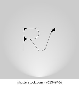 RS Black thin minimalist LOGO Design with Highlight on Gray background.