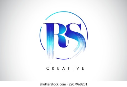 RS Brush Stroke Letter Logo Design. Blue Paint Logo Leters Icon with Elegant Circle Vector Design.