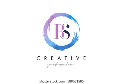 RS Circular Letter Brush Logo. Pink Brush with Splash Concept Design.