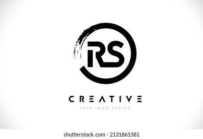 RS Circular Letter Logo with Circle Brush Design and White Background.
