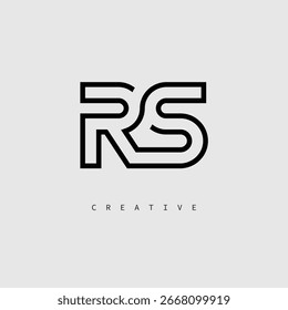 RS Creative Letter Logo – Minimal Line Monogram in Black Outline for Modern Branding Identity Design.