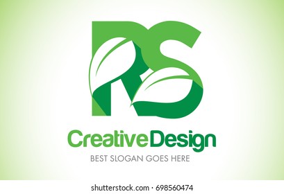 RS Green Leaf Letter Design Logo. Eco Bio Leaf Letters Icon Illustration Vetor Logo.