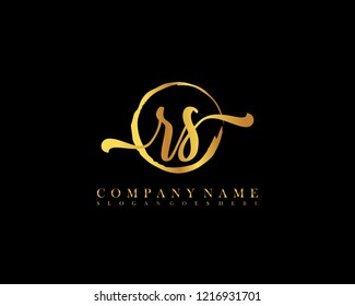 RS initial handwriting logo circle template vector