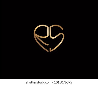 RS initial heart shape gold colored logo