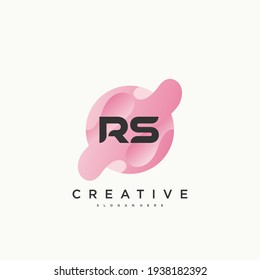 RS Initial Letter logo icon design template elements with wave colorful art.
