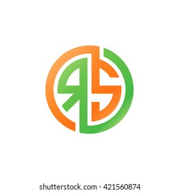 RS initial letters looping linked circle logo orange green