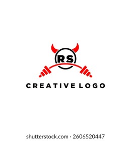 RS initial monogram for fitnes or gym logo with devil style design