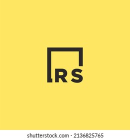 RS initial monogram logo with square style design