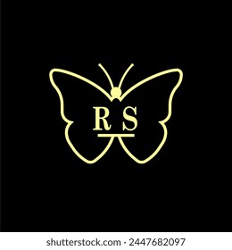 RS Initials Luxury Butterfly logo Vector illustration