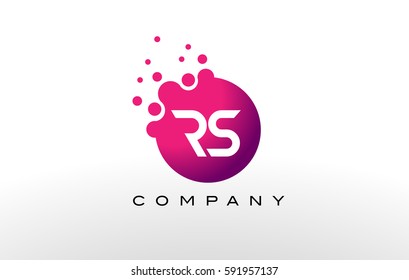 RS Letter Dots Logo Design with Creative Trendy Bubbles and Purple Magenta Colors.