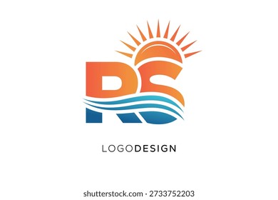 RS Letter Logo Monogram Sun Wave Design de marca moderno