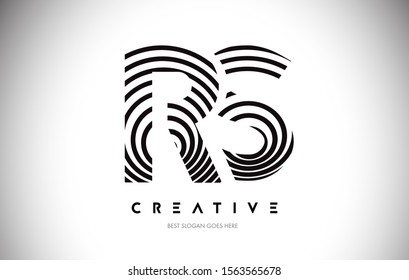 RS Lines Warp Logo Design.Vector Letter Icon Made with Circular Lines.
