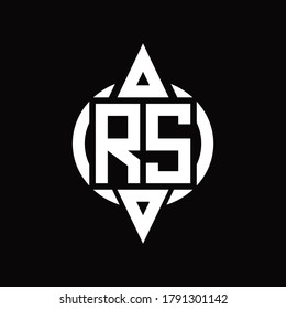 RS Logo with circle rounded combine triangle top and bottom side design template