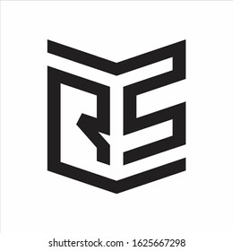 RS Logo Emblem Monogram With Shield Style Design Template Isolated On white Background