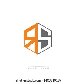 RS Logo Initial Monogram Negative Space Design Template With Grey and Orange Color - Vector EPS 10
