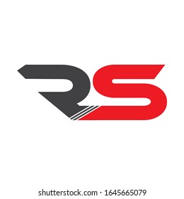 RS Logo. Letter Design Vector with Red and Black Colors.