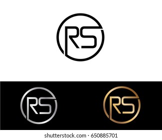Rs Logo. Letter Design Vector with Red and Black Gold Silver Colors