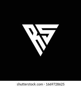 RS Logo-Buchstaben-Monogramm mit Dreieck-Design-Vorlage einzeln auf schwarzem Hintergrund