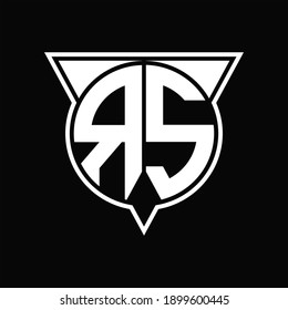 RS Logo monogram with circle shape and half triangle rounded on black background