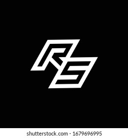 RS logo monogram with up to down style negative space design template isolated on black background