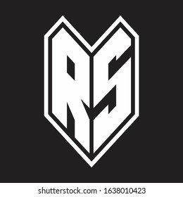 RS Logo monogram with emblem line style isolated on black background