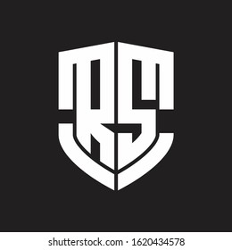 RS Logo monogram with emblem shield shape design isolated on black background