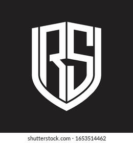 RS Logo monogram with emblem shield design isolated on black background