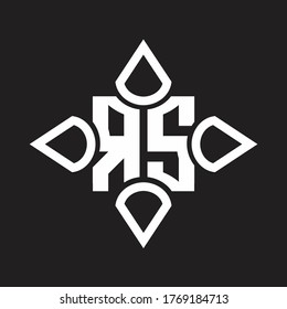 RS Logo monogram with four cone rounded by the shape design template