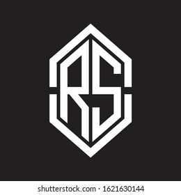 RS Logo monogram with hexagon shape and outline slice style with black and white